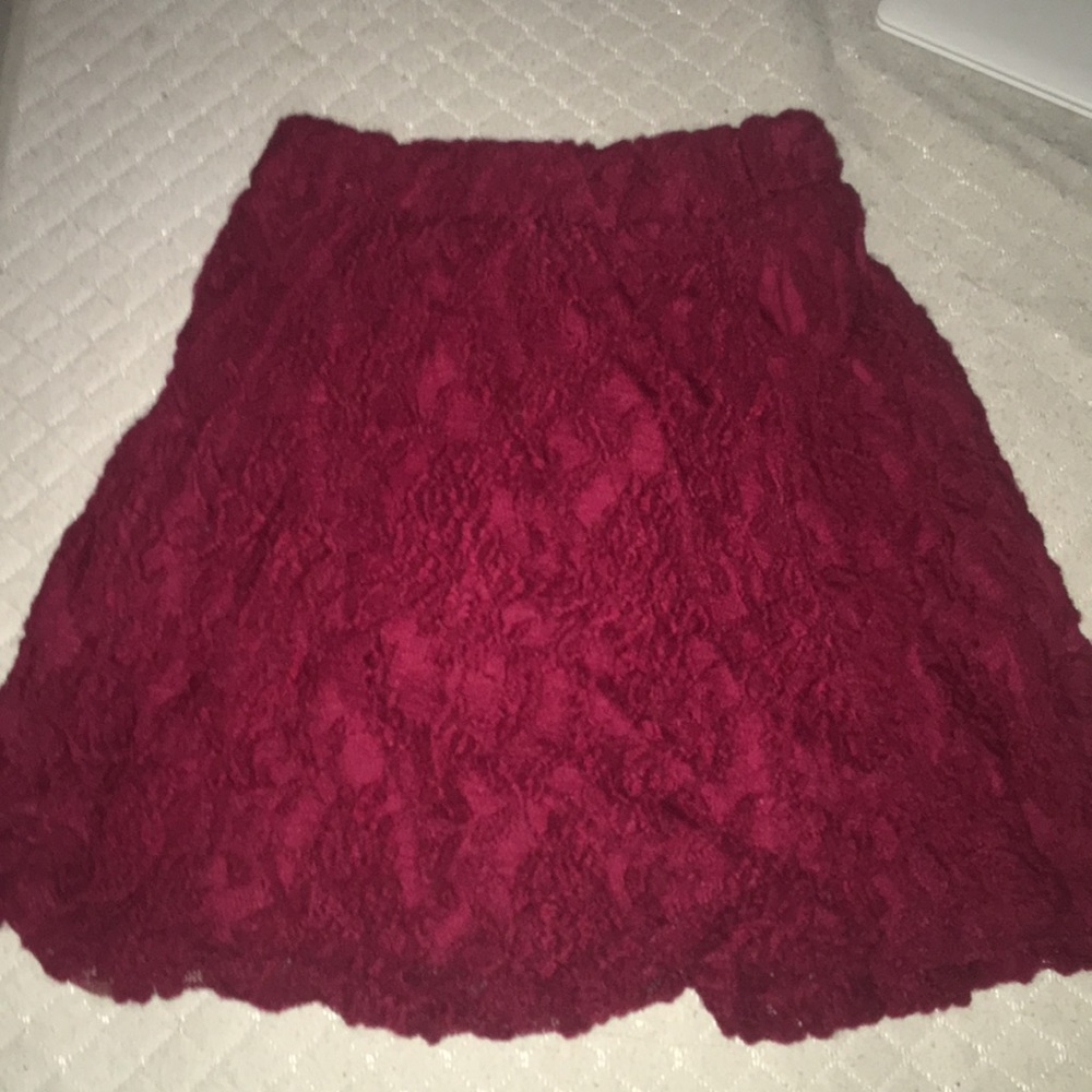 Lace Skater/Pencil Skirt in Red w/ Roses!